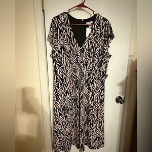 NWT London Times Black and Pink Abstract Maxi Dress SIZE 20W
